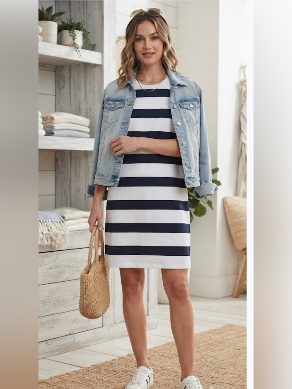 Sweaty Betty Dress Blue and White Short Sleeve